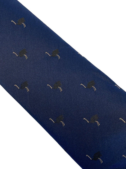 navy mens tie with ostrich bird design